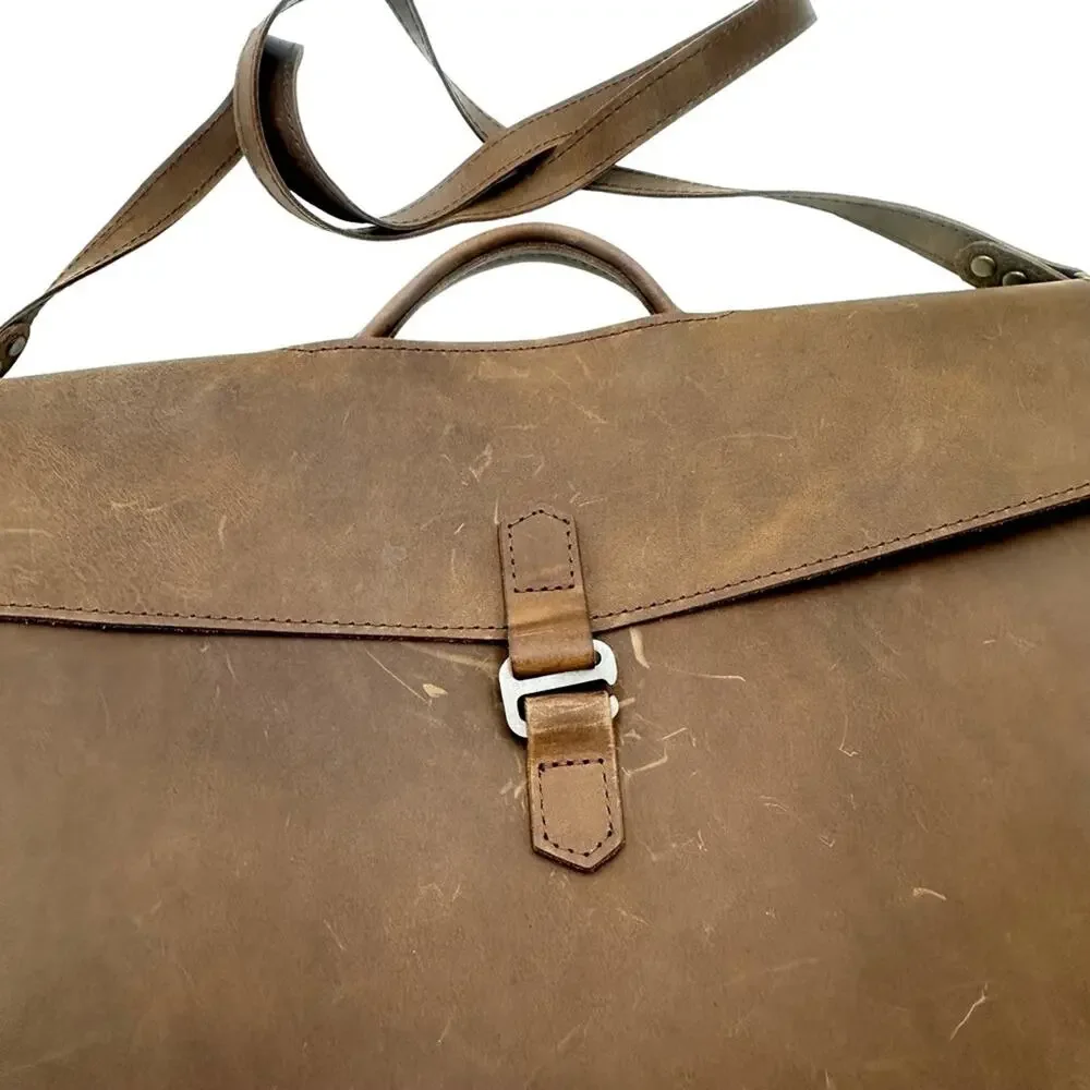 Rustico Leather Briefcase - Brown Leather UNISEX laptop/docs Bag